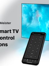 A featured image with a ControlMeister app on iPhone and a Smart TV. The header says "Samsung Smart TV Remote Control Functions"