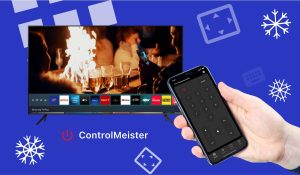 ControlMeister promotional banner with a Samsung Smart TV and an iPhone
